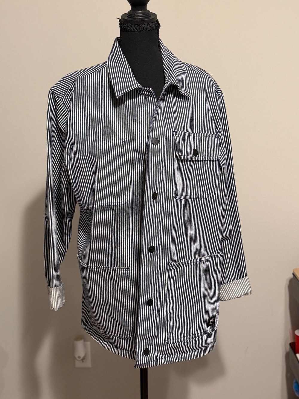 Vans Black & White Striped Lightweight Shirt Jacket